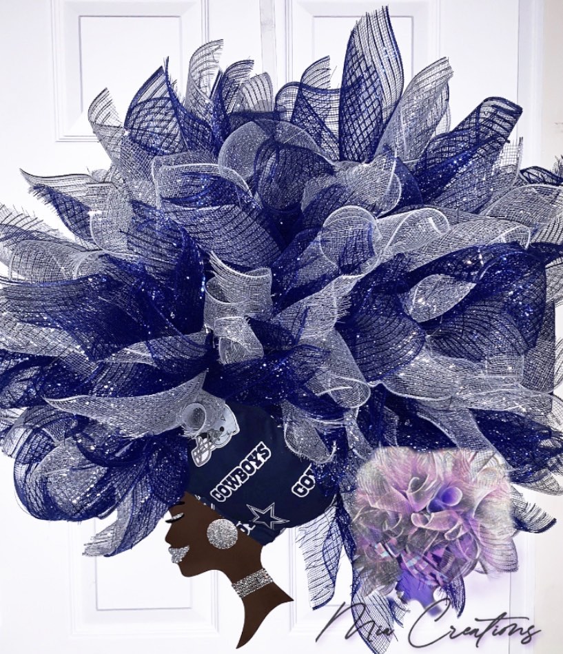 Navy deco mesh wreath